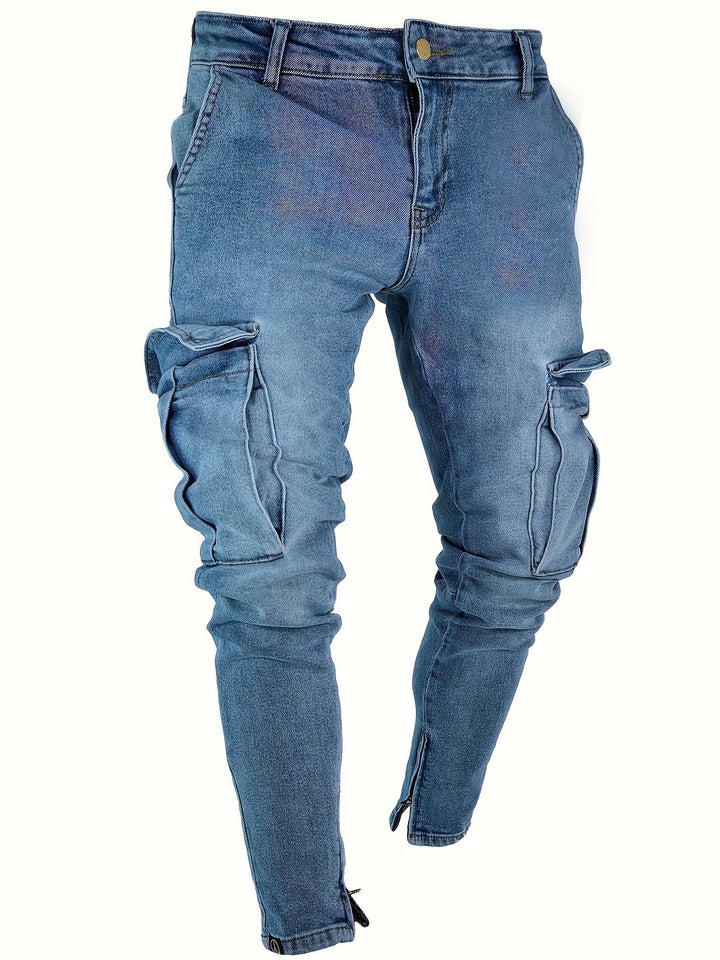 Trendy Cargo Broek Voor Heren | Veel Zakken & Ritssluiting | Stretch Denim & Normale Pasvorm