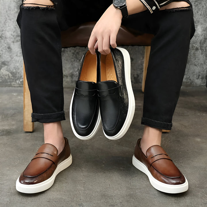 Herenschoenen | Leren Instappers | Comfortabele Dikke Zool | Casual & Netjes