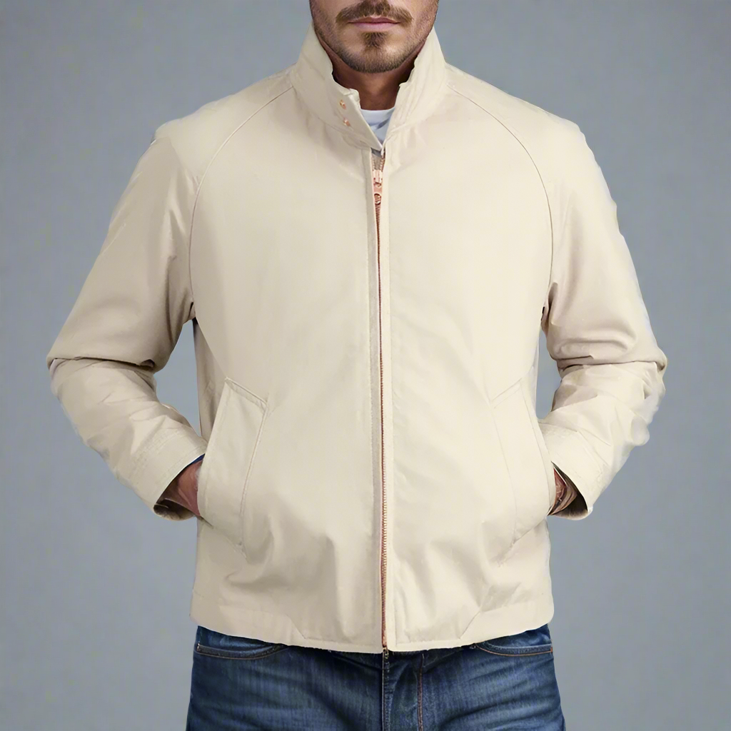 Heren Tussenjas | Vintage Look met Opstaande Kraag | Rits & Lange Mouwen | Casual