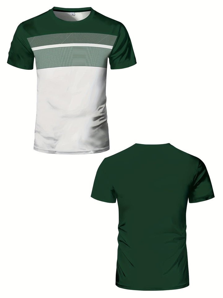 Heren Sport-T-shirt | Marineblauw-Wit Gradiënt | Hoge Elasticiteit & Sneldrogend | Gym & Outdoor