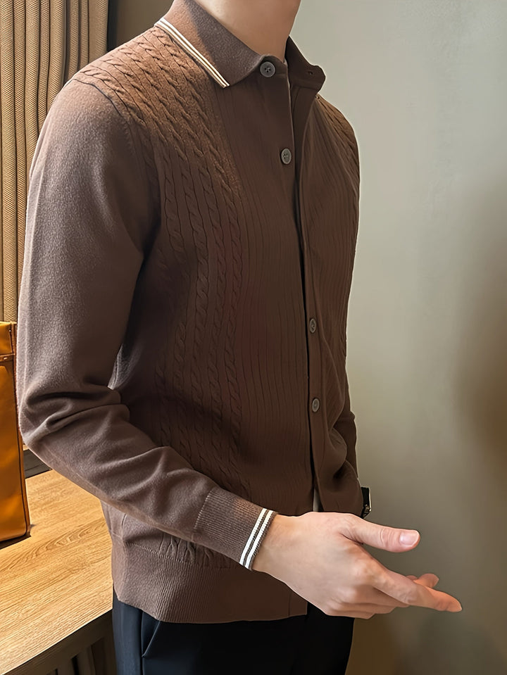Heren Trui | Kabelgebreid & Lichtgewicht | Met Knopen & Casual Kraag | Najaar & Winter