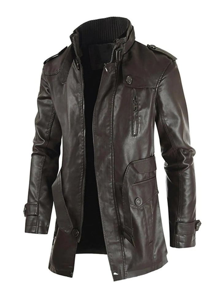 Heren Winterjas | PU Leren Jas | Lang Model & Zakken | Casual & Business