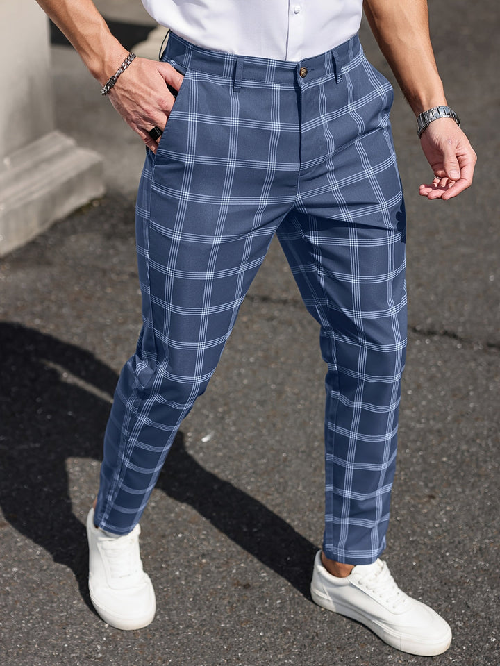 Heren Broek | Geruit Ontwerp | Rechte Pijp | Comfort & Zakken | Lente en Herfst