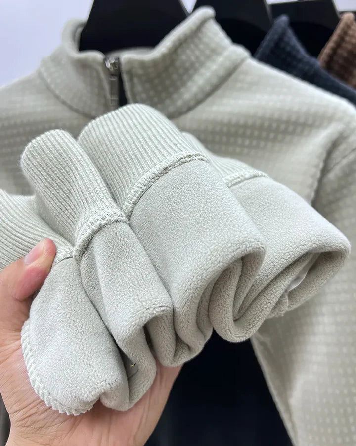 Heren Trui | Half-Zip Coltrui | Dubbelzijdig Plush & Gevoerd | Polyester & Spandex