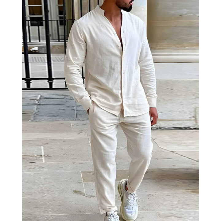 Heren set | Overhemd met Opstaande Kraag och Broek | Kleding Heren