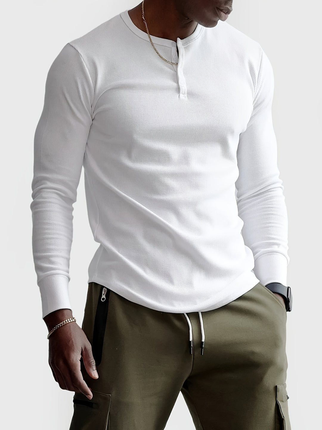 Heren Henley Shirt | Ribbelstof & Stretch | Slim Fit | Sport & Casual