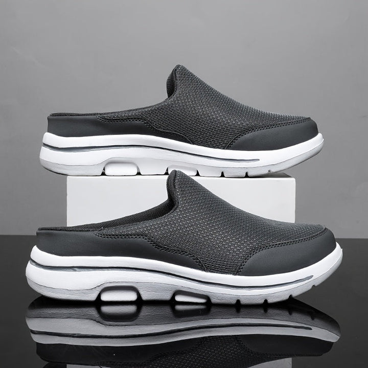 Heren Instap-Sneakers | Lichtgewicht & Ademend Mesh | MD Zool | Marineblauw met Oranje Accenten