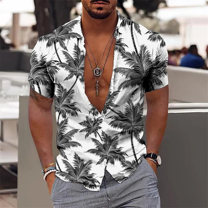 Heren Shirt | Botanische Print | Strandstijl | Zomer