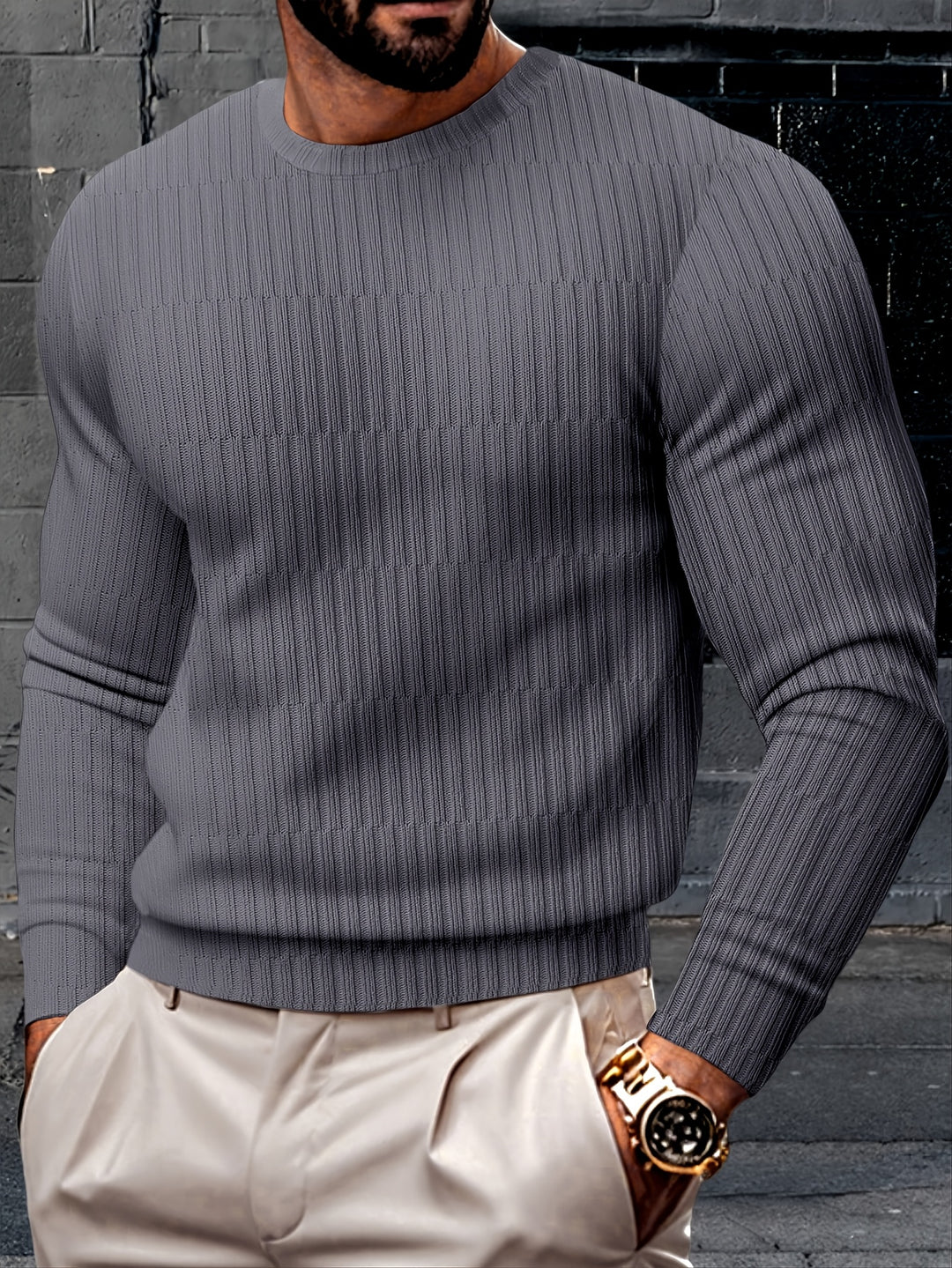 Heren Sweatshirt | Tijdloos & Knus | Zachte Gebreide Stof | Ronde Hals