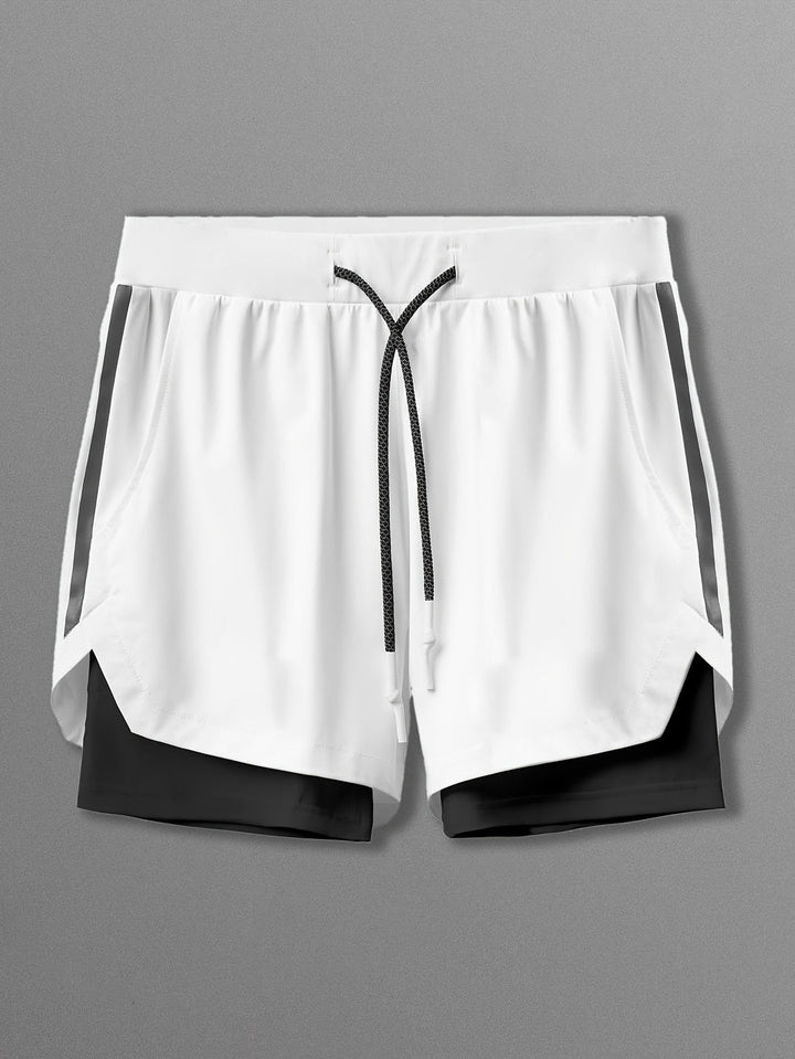 Heren 2-in-1 Dubbellaagse Korte Broek | Licht Elastisch & Sportief | Zomer Work-outs