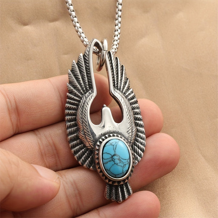 Mannenketting | Adelaar Hanger met Turkoois | Vintage | Synthetische Steen