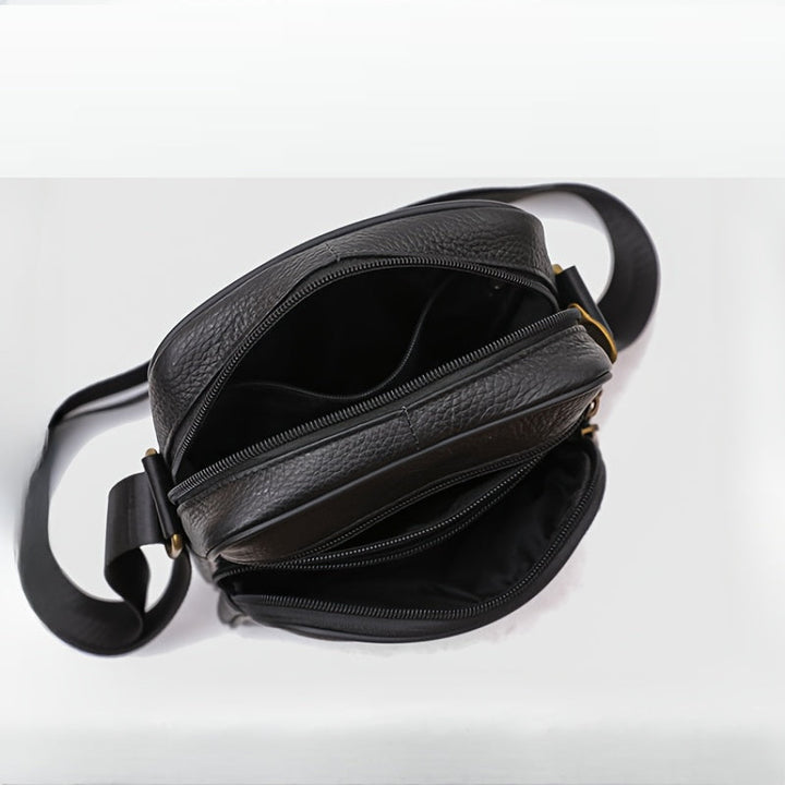 Heren Schoudertas | Topgrain Rundleer | Grote Inhoud & Verstelbare Band | Zakelijke Crossbody