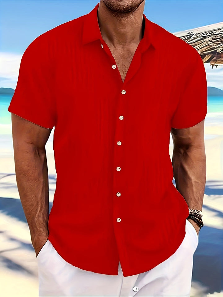 Heren Overhemd | Geweven Effen Design | Gesteven Kraag & Knoopsluiting | Casual Zomerstijl