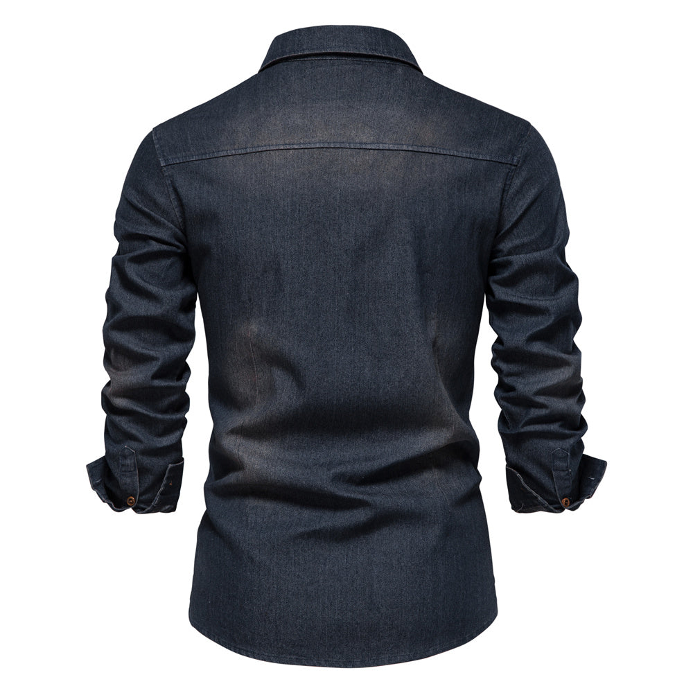 Heren Denim Overhemd | Casual & Slim Fit | Katoen met Stretch