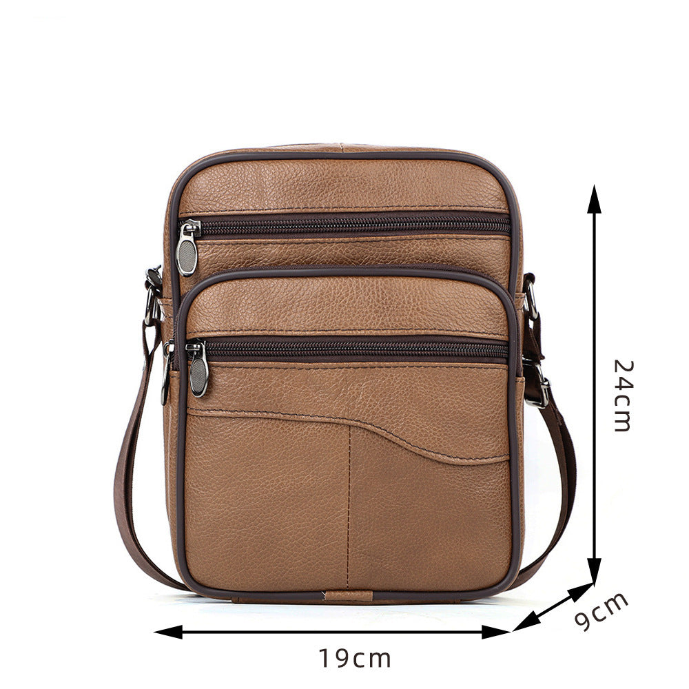 Heren Schoudertas | Topgrain Rundleer | Grote Inhoud & Verstelbare Band | Zakelijke Crossbody