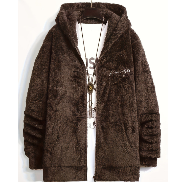 Winterjas Heren | Hoodie Jas met Rits | Geborduurd Design & Warme Voering