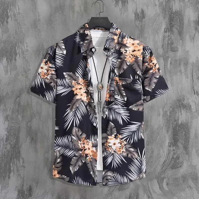 Heren Shirt | Korte Mouw | Tropische Bloemenprint | Zomer