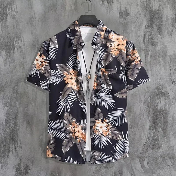 Heren Shirt | Korte Mouw | Tropische Bloemenprint | Zomer