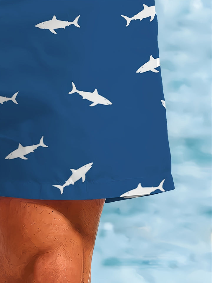 Heren Zwemshort | 3D Haaienprint | Sneldrogend & Trekkoord | Voor Strand & Zwemmen