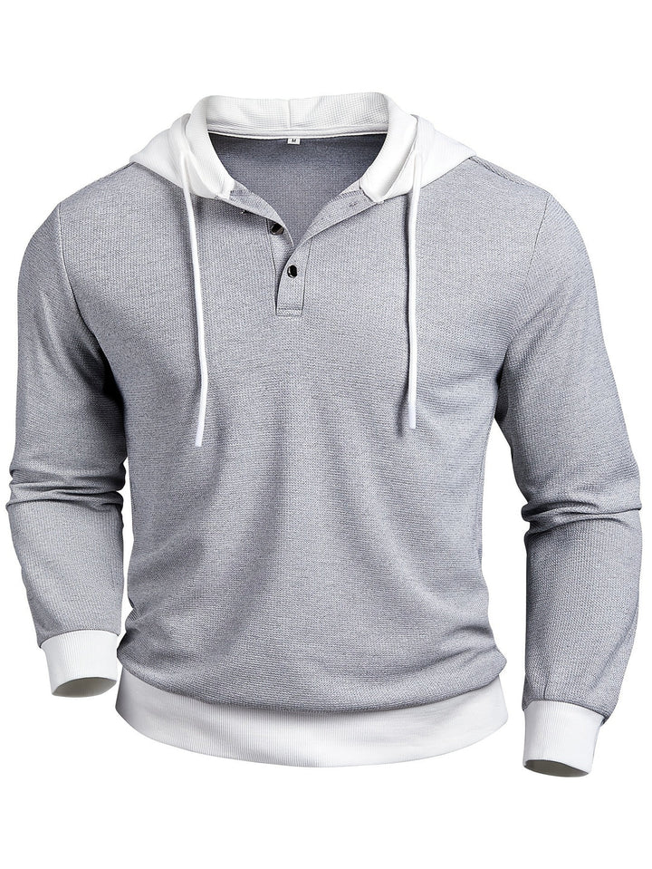 Heren Overhemd | Wafelgebreid & Capuchon | Kleurblok & Geribbeld Detail | Casual & Sportief
