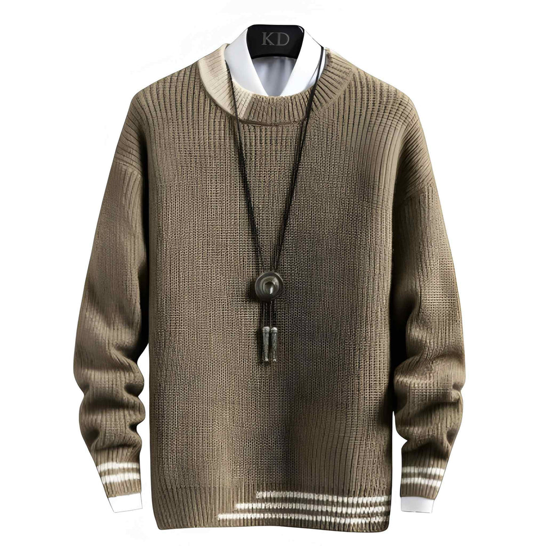 Truien Heren | Gebreide Trui met Ronde Hals & Details