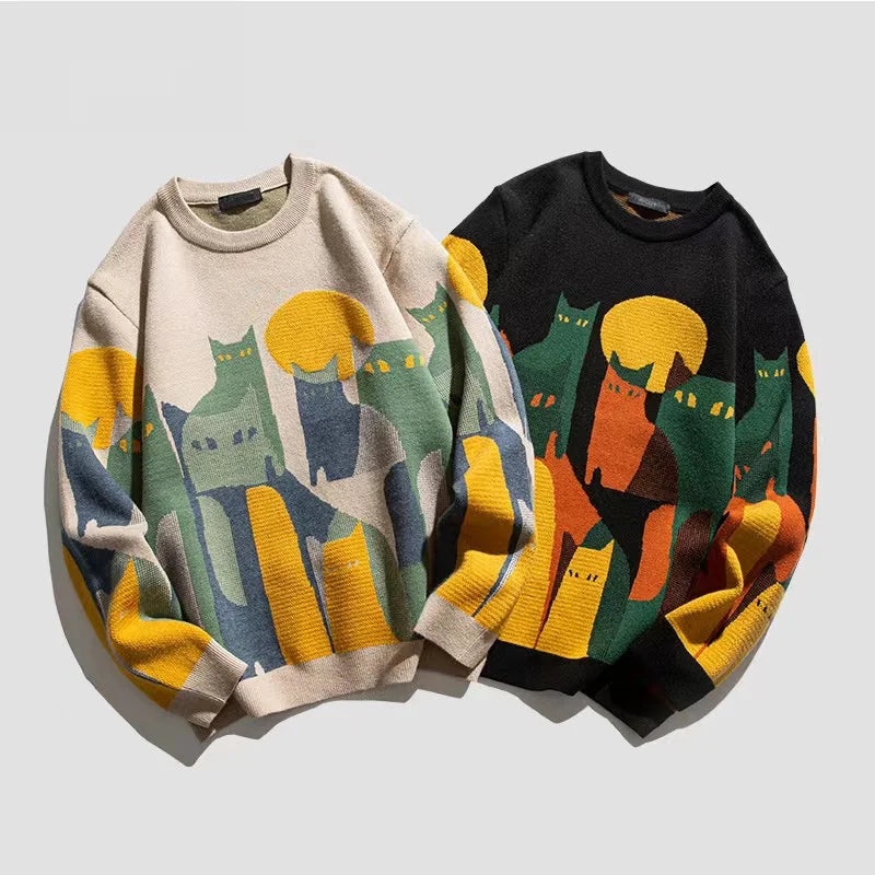 Truien Heren | Oversized | Ronde Hals & Katprint | Casual Kleding