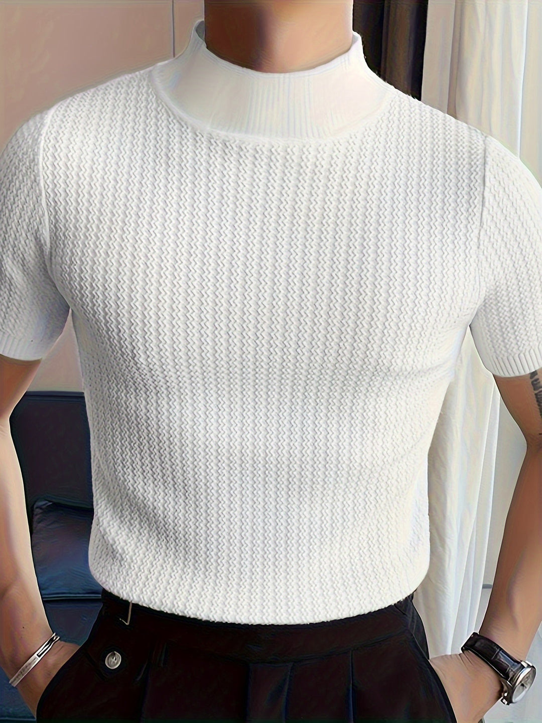 Heren T-Shirt | Slimfit | Hoge Kraag | Zomer