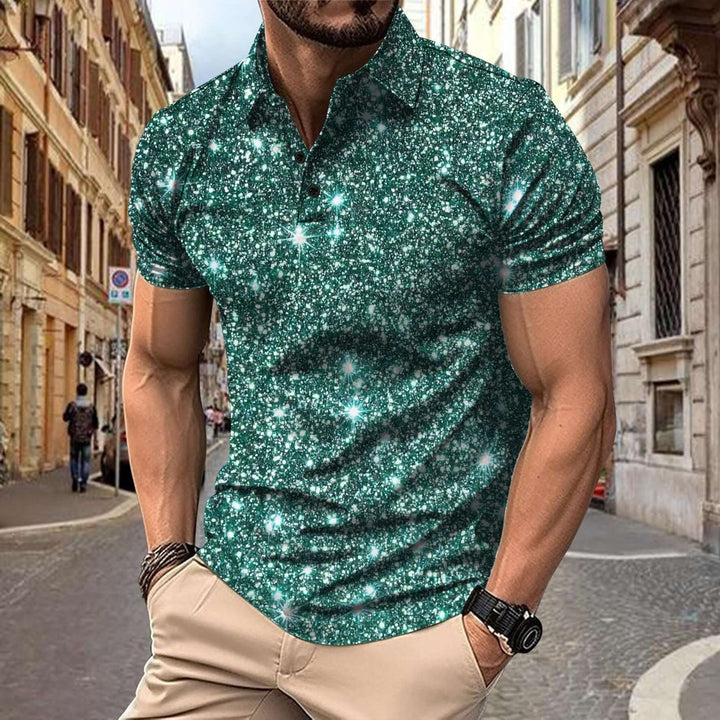 Heren Polo Shirt | Digitale Sterrenprint | Streetstyle & Zomerlook | Polyester