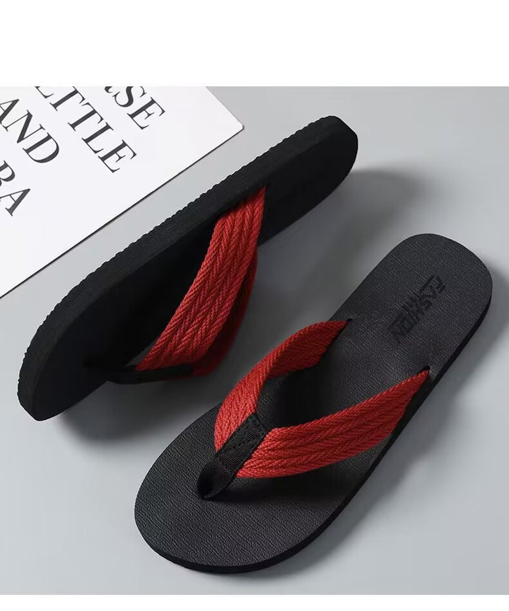 Heren Pantoffels | Geweven Antislip Zool | Bruin met Zwarte Accenten | Comfortabel EVA voor Binnen & Buiten