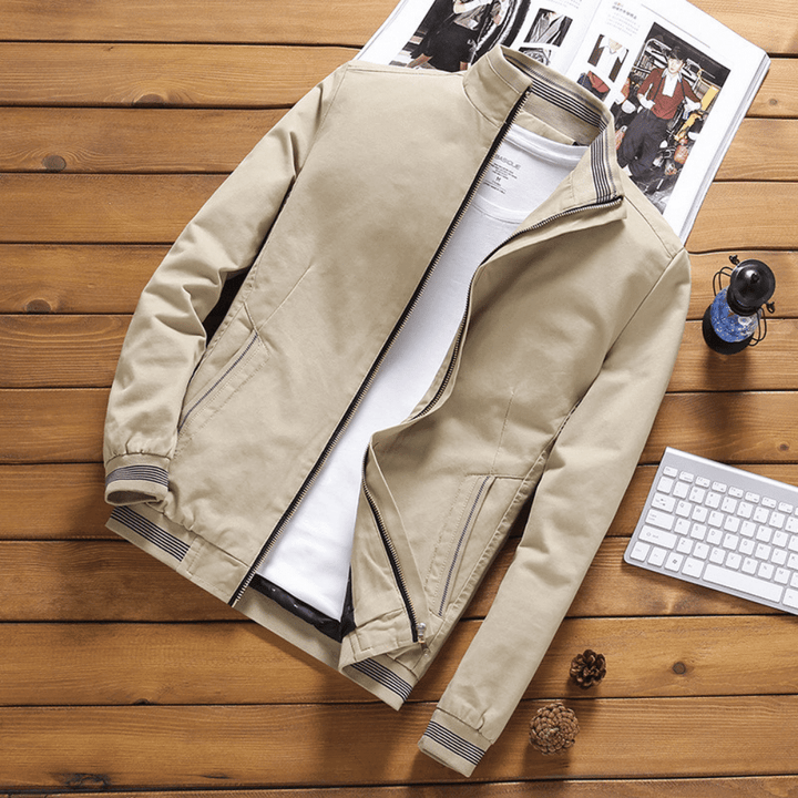 Heren Jas | Slim Fit Katoen | Ritsluiting & Zijzakken | Kort Model