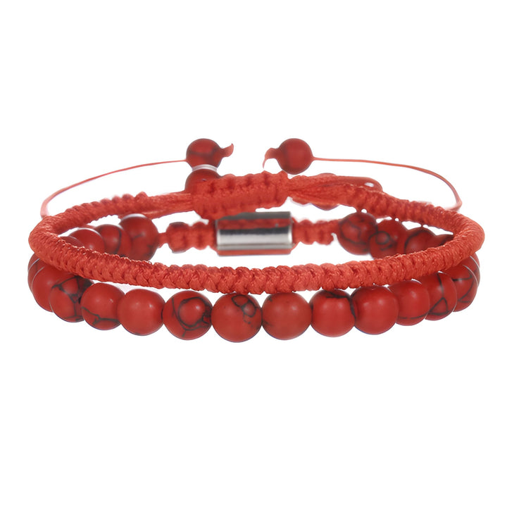 Heren Armbandenset | Dubbellaags Touw & Zwarte Onyx | 2-delig | Sportieve Stijl