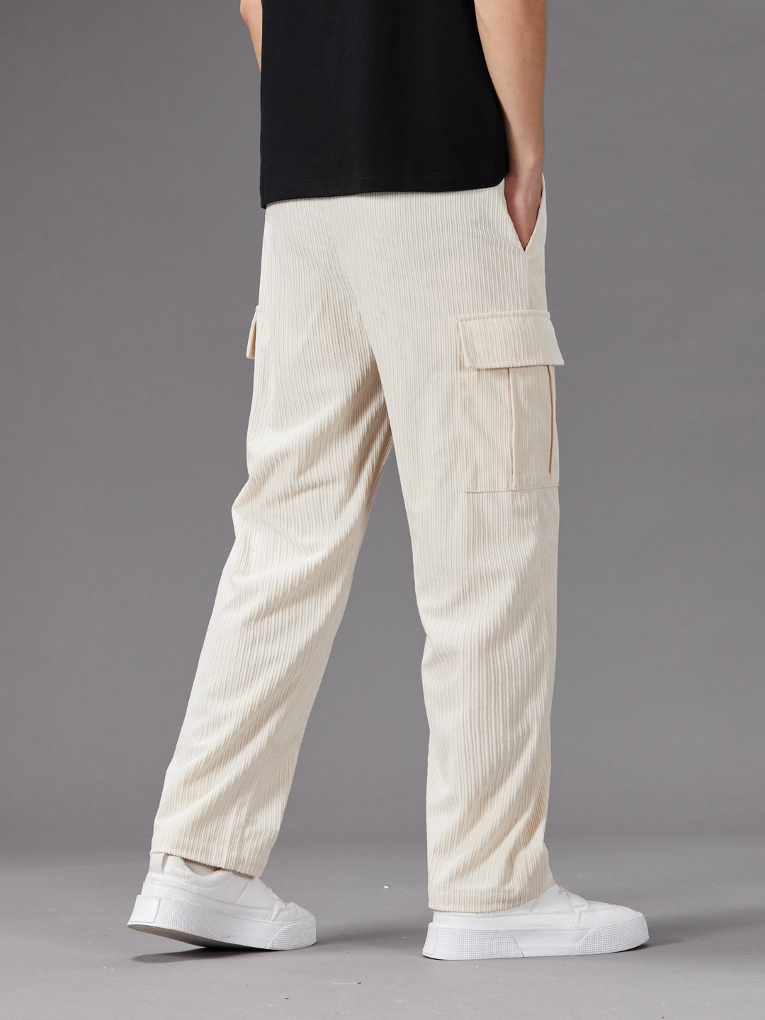 Heren Cargo Broek | Trekkoord Taille | Meerdere Zakken | Effen Outdoor Stijl