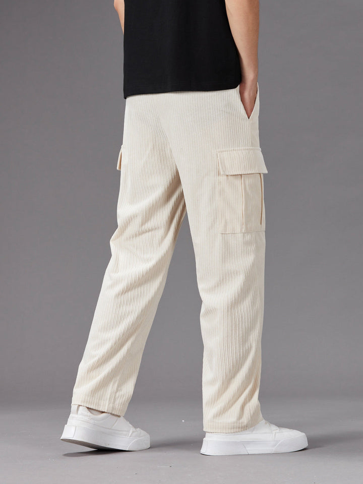 Heren Cargo Broek | Trekkoord Taille | Meerdere Zakken | Effen Outdoor Stijl
