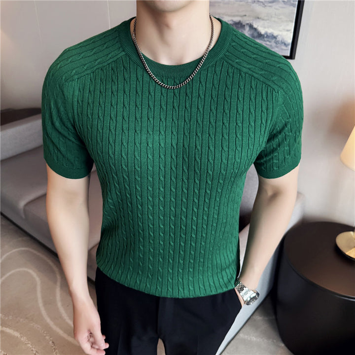 Heren T-shirt | Gestreept Gebreid | Slim Fit & Ademend | Voorjaar & Najaar