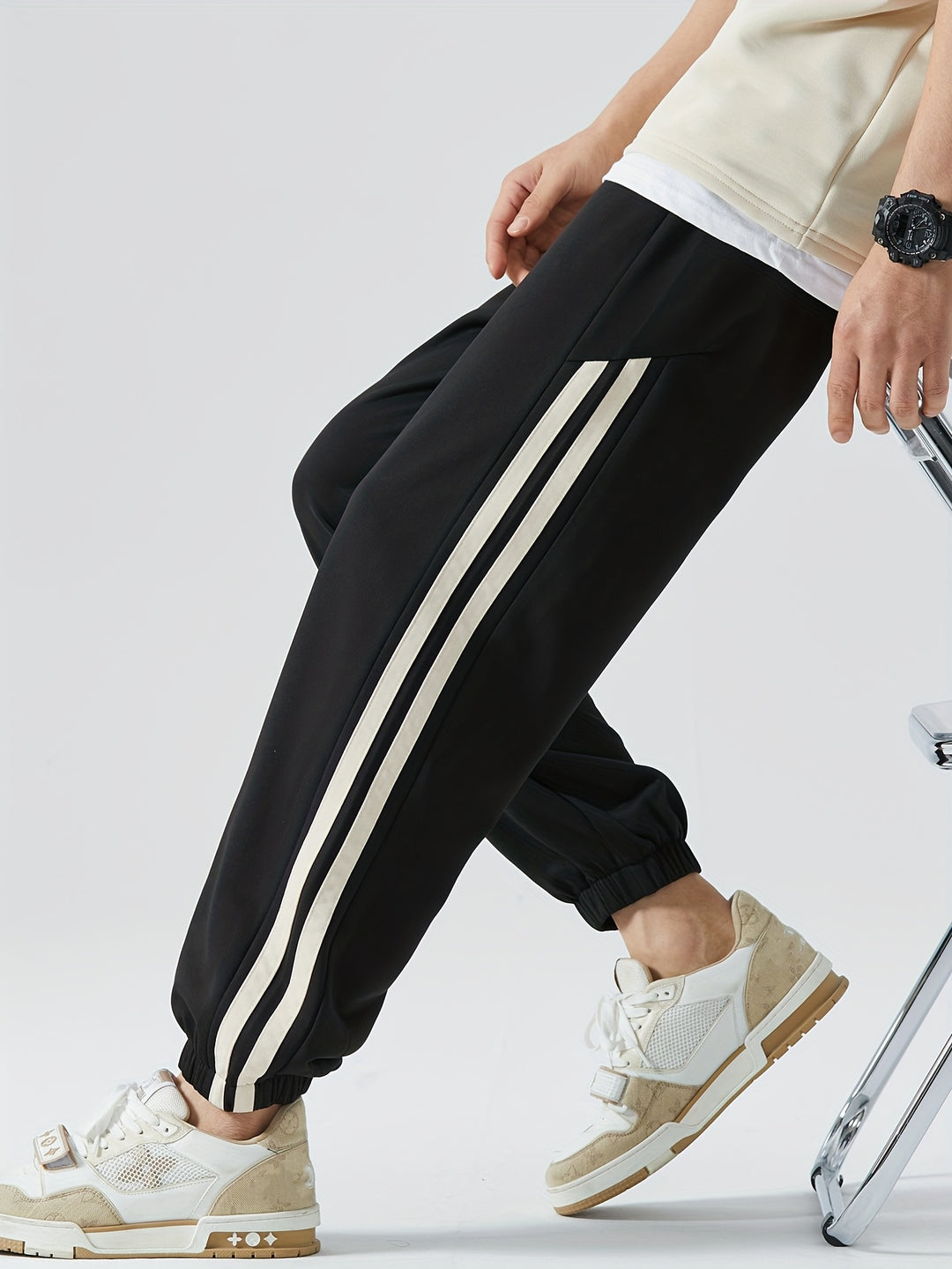 Heren Joggingbroek | Gestreept Ontwerp | Comfort Fit | Zijzakken