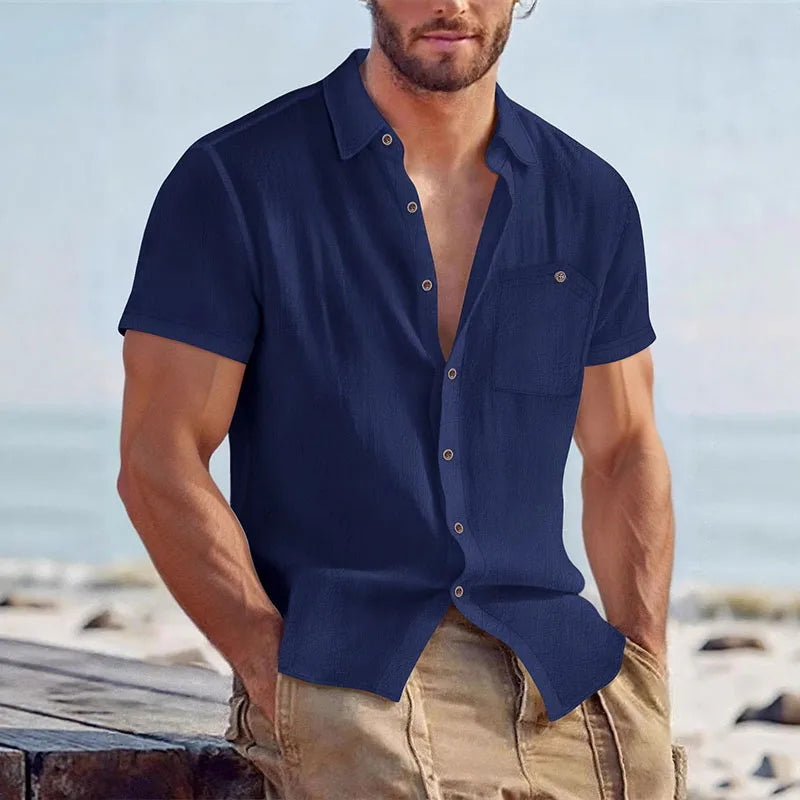 Heren Shirt | Slimfit | Korte Mouw Met Knoopjes | Zomer