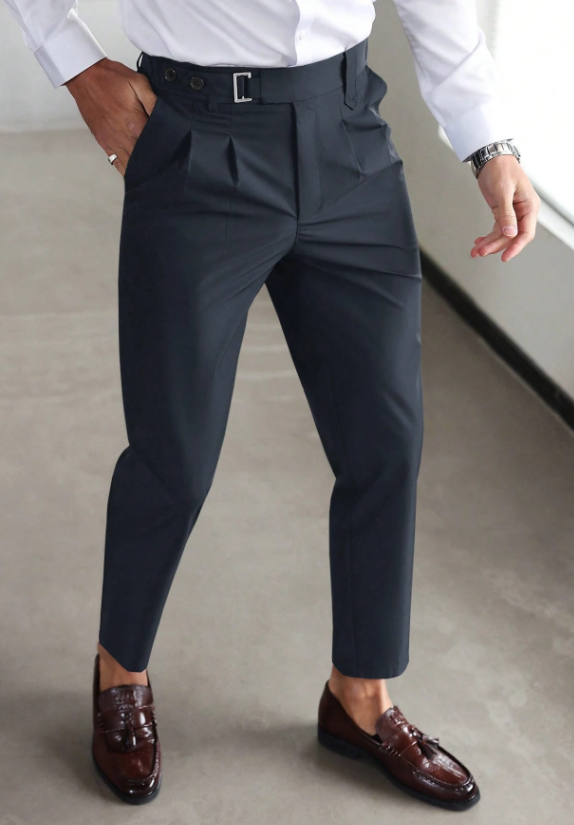 Heren Pantalon | Broek | Plooidetail | Instapmodel