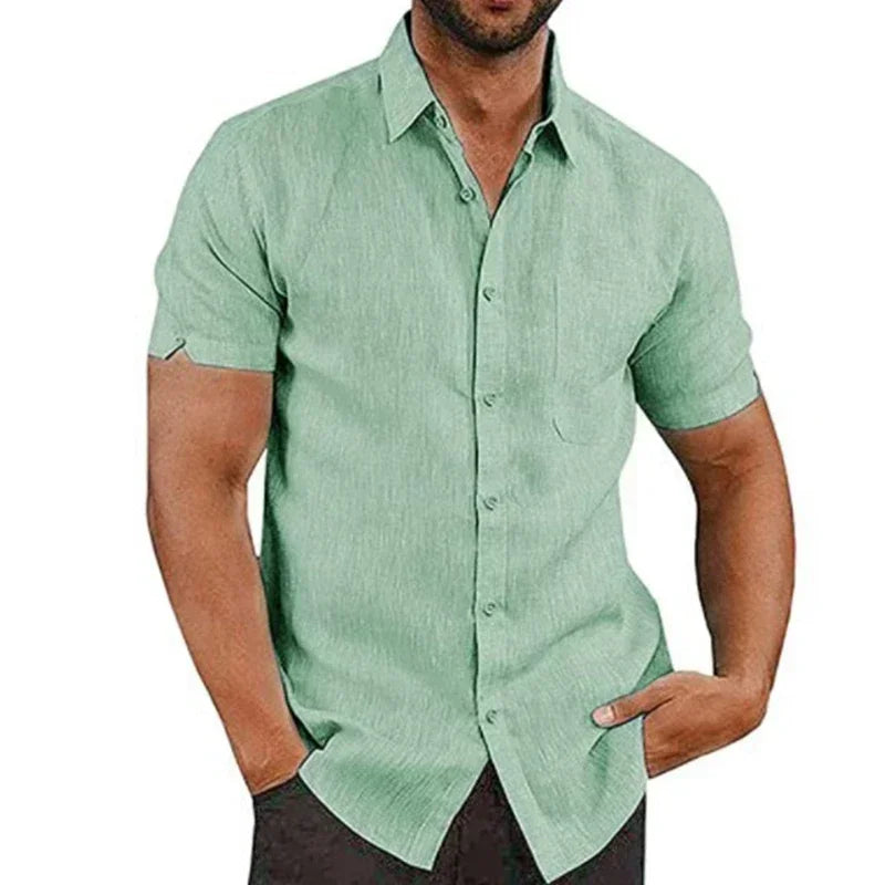Heren Shirt | Slimfit | Korte Mouw Met Knopen | Zomer