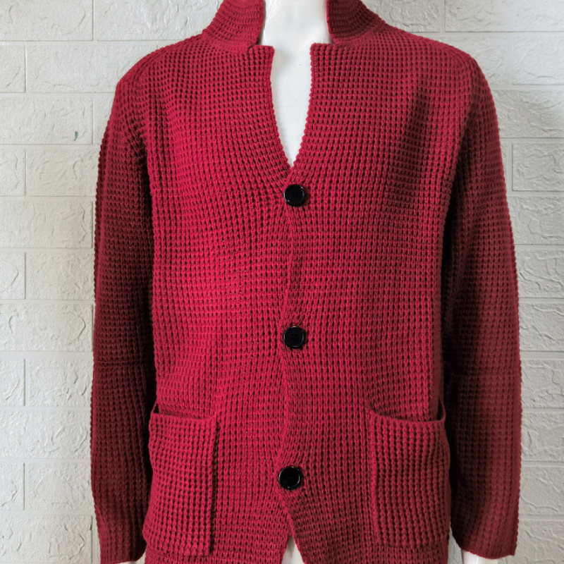 Elegante heren trui met knoopsluiting en opvallende hoge kraag voor een verheven stijl | Ties