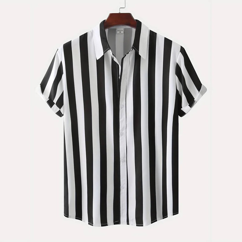 Heren Shirt | Brede Strepen | Klassieke Kraag | Zomer