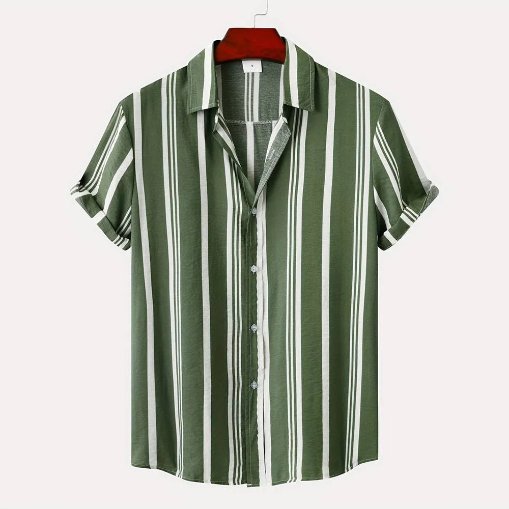 Heren Shirt | Brede Strepen | Klassieke Kraag | Zomer