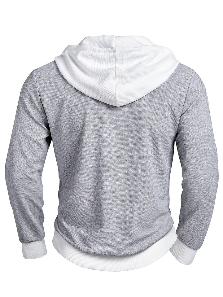 Heren Overhemd | Wafelgebreid & Capuchon | Kleurblok & Geribbeld Detail | Casual & Sportief