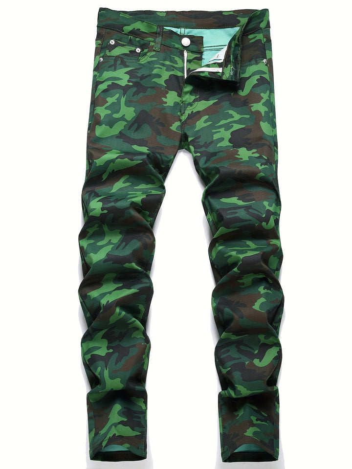 Heren Camouflage Broek | Strakke pasvorm | Gewassen Look | Alle Seizoenen