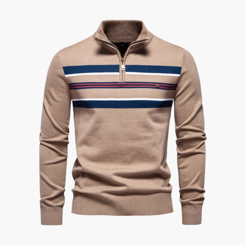 Truien Heren | Half-Zip Trui met Strepen & Comfort Fit