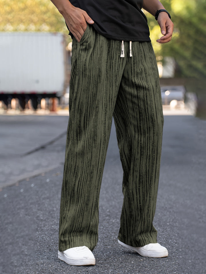 Heren Corduroy Broek | Gestreept & Rekbaar | Losse Pasvorm | Streetwear