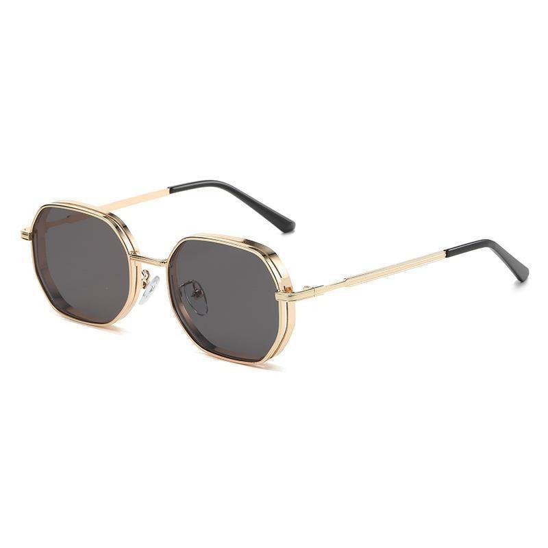 Heren Zonnebril | Hexagonaal Metalen Frame | Punk Stijl | Vintage & Uniek