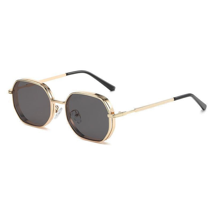 Heren Zonnebril | Hexagonaal Metalen Frame | Punk Stijl | Vintage & Uniek
