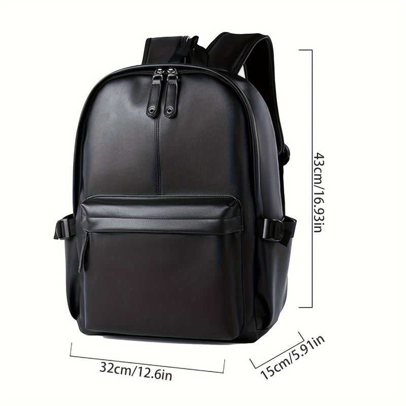 Heren Rugzak | Lichtgewicht & Verstelbare Riem | Casual School- & Reistas | PU Leer – Zwart
