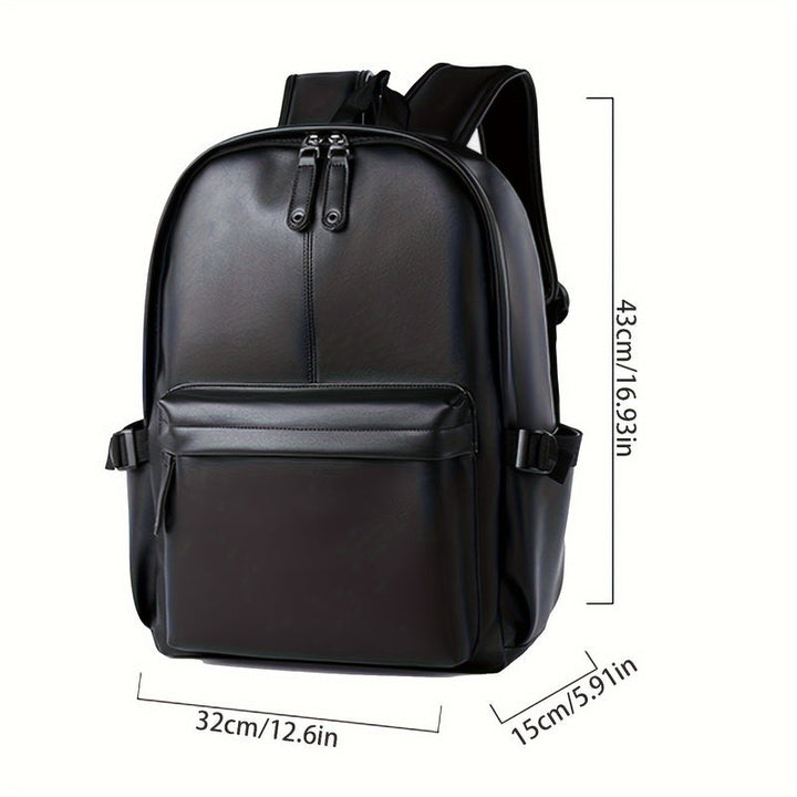 Heren Rugzak | Lichtgewicht & Verstelbare Riem | Casual School- & Reistas | PU Leer – Zwart
