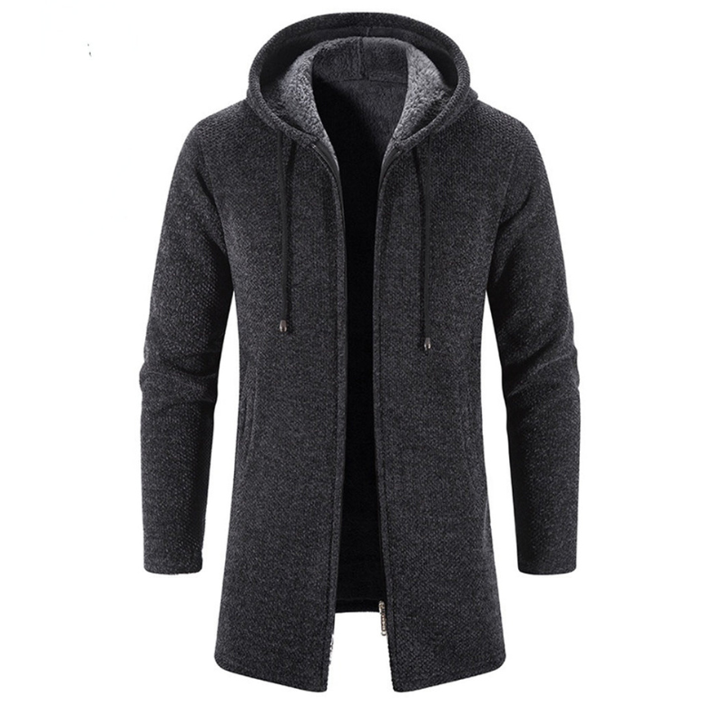 Vest Heren | Warme Lange Cardigan | Met Capuchon | Rits Sluiting